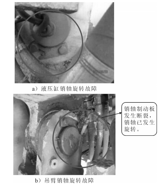 吊臂銷軸旋轉故障